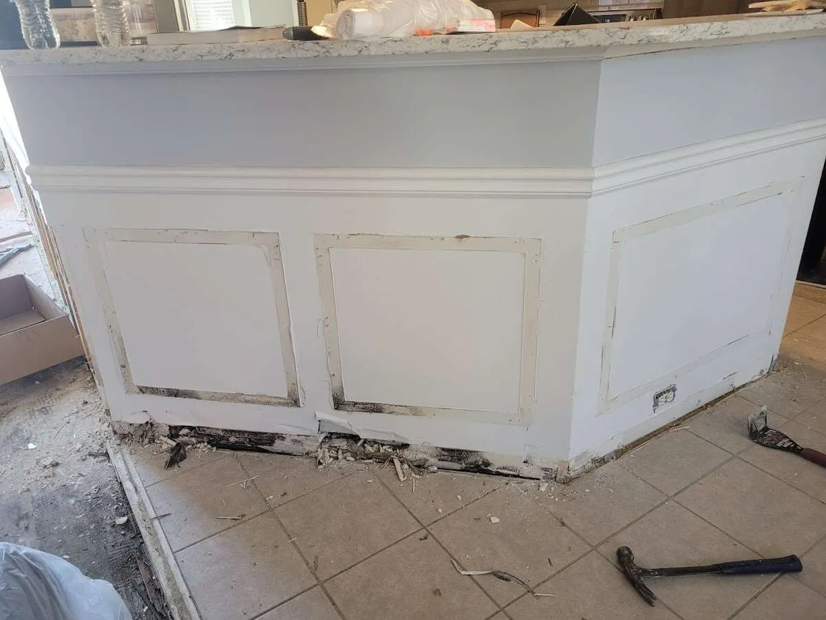 Water damage and mold on kitchen during Storm Damage Restoration in Fredericksburg